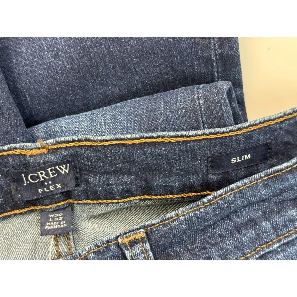 J Crew Flex Slim-fit Jean Mens 30x32 NWT Stretch Cotton‎ 5-Pockets Flat front